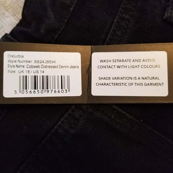 Disturbia Cobweb Distressed Denim Jeans Women's 14 - Picture 10 of 11